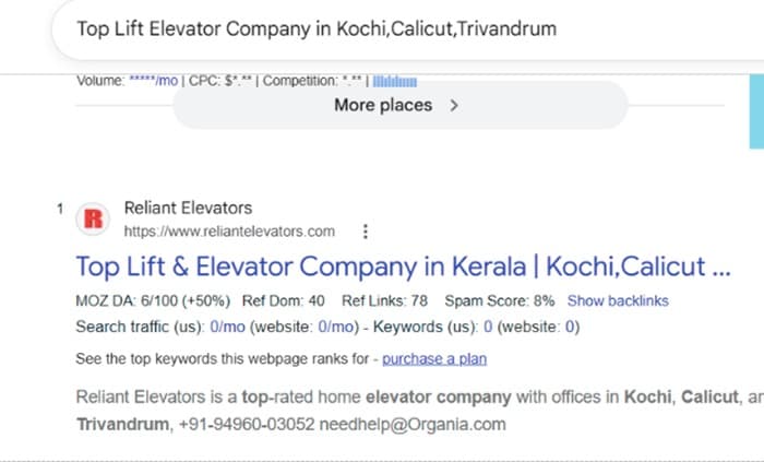 Reliant Elevators ranking proof 2